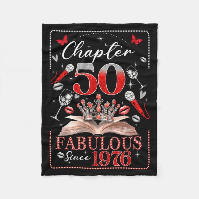 50th Birthday Queen Chapter 50 Fabulous Since 1976 Fleecefilt (Framsidan)