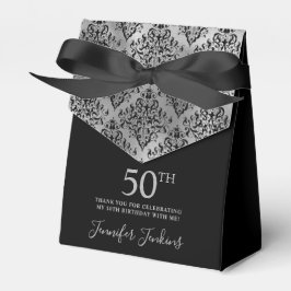 50th Birthday Silver Damask Thank You Presentaskar