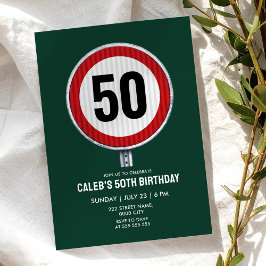 50th Birthday Speed Limit Sign - ANY AGE Inbjudningar