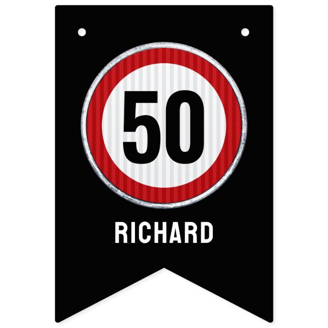 50th Birthday Speed Limit Sign CUSTOM AGE & NAME Vimplar (Andra flaggan)