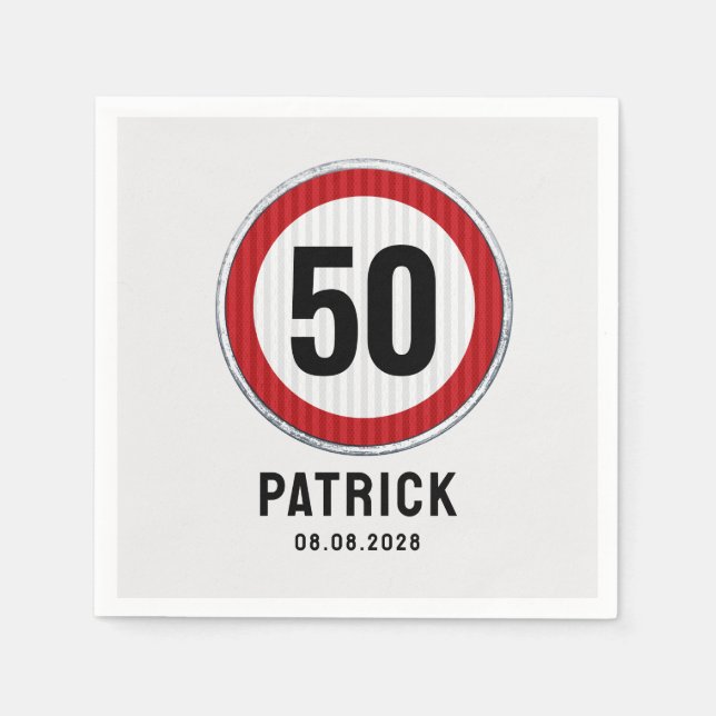50th Birthday Speed Limit Sign Pappersservett (Framsidan)