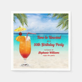 50th Birthday Summer Cocktail Beach Party Pappersservett