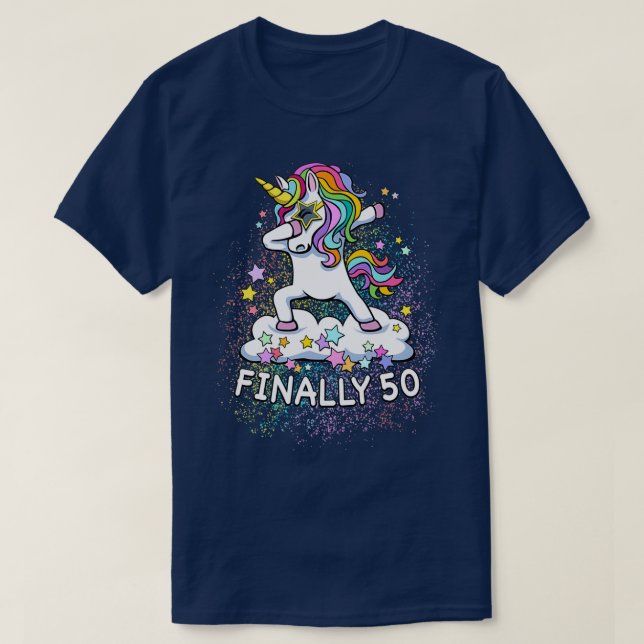 50th birthday unicorn cool dabbing  t shirt (Design framsida)