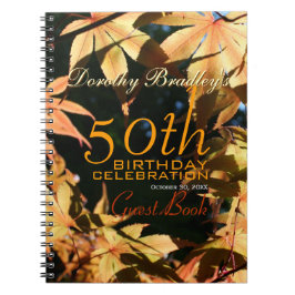 50th Bok för gäst för födelsedagfirandehöst Anteckningsbok Med Spiral