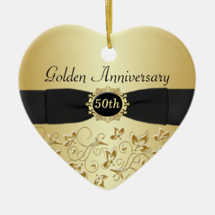 50th Bröllopsdagjulprydnad Julgransprydnad Keramik