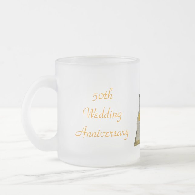 50th Bröllopsdagkaffemugg - splorder Frostad Glasmugg (Vänster)