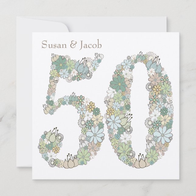 50th Bröllopsdagpersonliginbjudan Inbjudningar (Framsida)