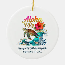 50th Fifty Birthday Tropical Ocean Beach Theme Julgransprydnad Keramik