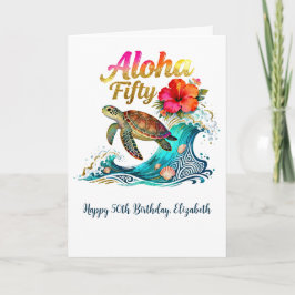 50th Fifty Birthday Tropical Ocean Beach Theme Kort