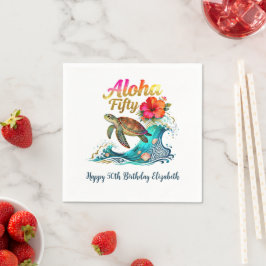 50th Fifty Birthday Tropical Ocean Beach Theme Pappersservett