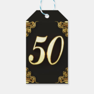 50th Födelsedag eller Regal guld och svart för Presentetikett