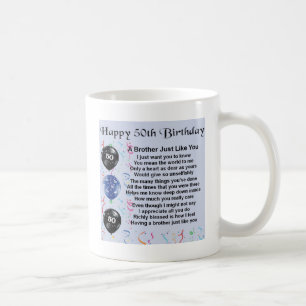 50th födelsedag för broderdikt kaffemugg