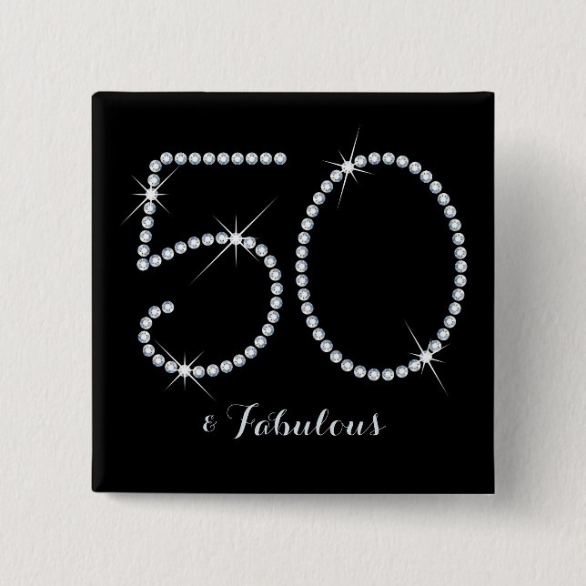 50th födelsedag för FauxRhinestone Knapp (Framsida)