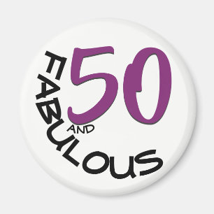 50th födelsedag för lila- & svarttypografi   magnet