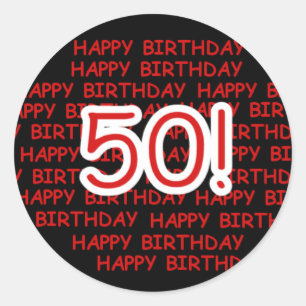 50th födelsedag för lycklig runt klistermärke