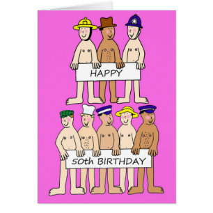 50th födelsedag för lycklig, tecknadmanarHumor. Hälsningskort