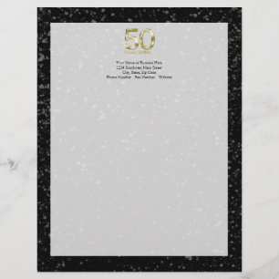 50th Födelsedag svart guld- Glam för elegant Brevhuvud