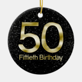 50th Födelsedag svart guld- Glam för elegant Julgransprydnad Keramik