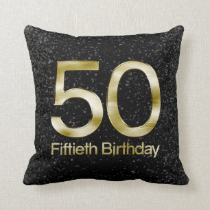 50th Födelsedag svart guld- Glam för elegant Kudde