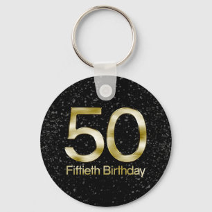 50th Födelsedag svart guld- Glam för elegant Nyckelring