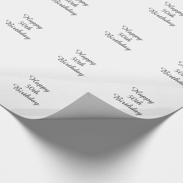 50th Födelsedag-, svart- & vitgåvaomslag Presentpapper (Hörn)