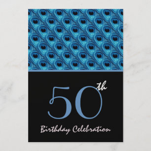 50th Födelsedagblåttpåfågeln befjädrar mallen Inbjudningar