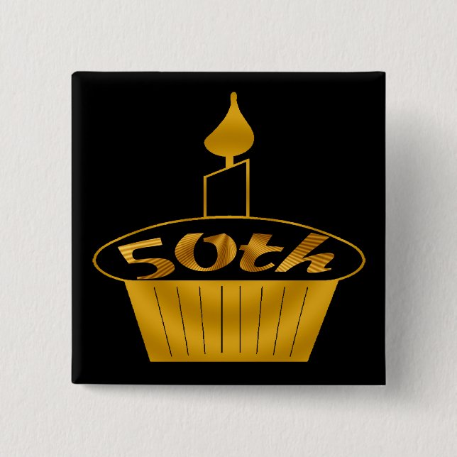 50th Födelsedagen knäppas Knapp (Framsida)