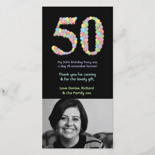 50th Födelsedagen sväller tackfotokortet Tack Kort