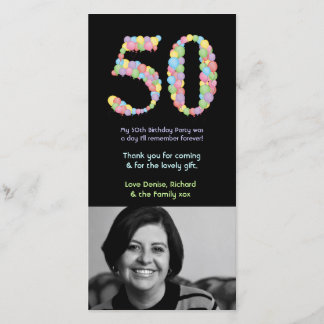 50th Födelsedagen sväller tackfotokortet Tack Kort