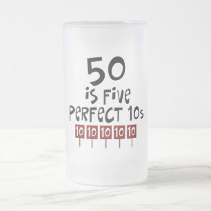 50th födelsedaggåvor, 50 är 5 perfekta 10s! frostat ölglas