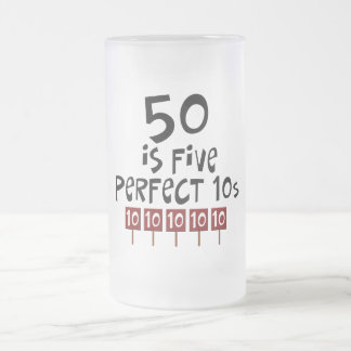 50th födelsedaggåvor, 50 är 5 perfekta 10s! frostat ölglas