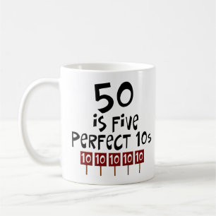 50th födelsedaggåvor, 50 är 5 perfekta 10s! kaffemugg