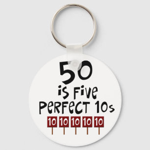 50th födelsedaggåvor, 50 är 5 perfekta 10s! nyckelring