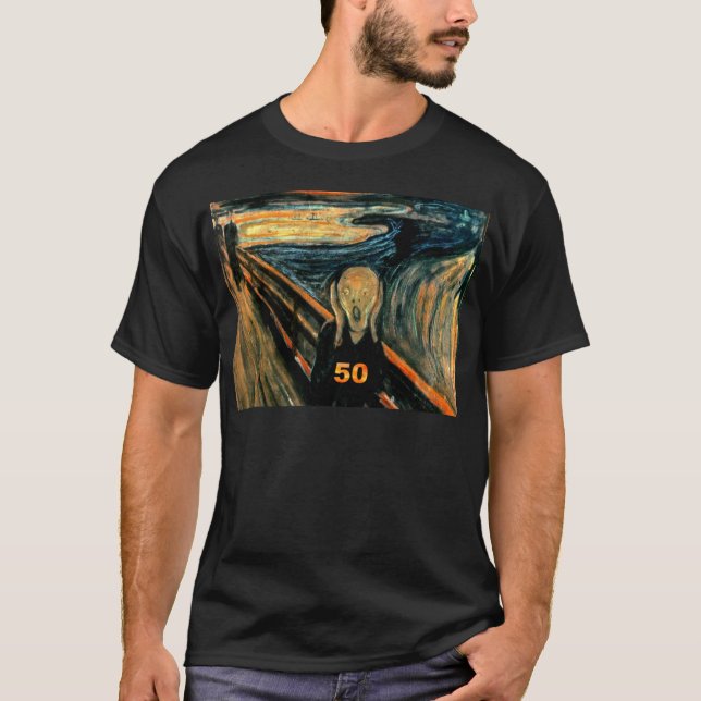 50th Födelsedaggåvor, skriet 50! T Shirt (Framsida)