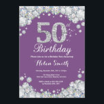 50th Födelsedaginbjudanlilor och silverdiamant Inbjudningar<br><div class="desc">50th Födelsedaginbjudan. Lilor och silverRhinestonediamant. Elegant födelsedagvåldsamt slaginbjudan. Vuxen födelsedag. Kvinnafödelsedag. Manarfödelsedag. Behaga klickar "skräddarsy den" knäppas och använder vårt designverktyg för att ändra denna mall för mer ytterligare customization.</div>