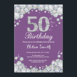 50th Födelsedaginbjudanlilor och silverdiamant Inbjudningar<br><div class="desc">50th Födelsedaginbjudan. Lilor och silverRhinestonediamant. Elegant födelsedagvåldsamt slaginbjudan. Vuxen födelsedag. Kvinnafödelsedag. Manarfödelsedag. Behaga klickar "skräddarsy den" knäppas och använder vårt designverktyg för att ändra denna mall för mer ytterligare customization.</div>