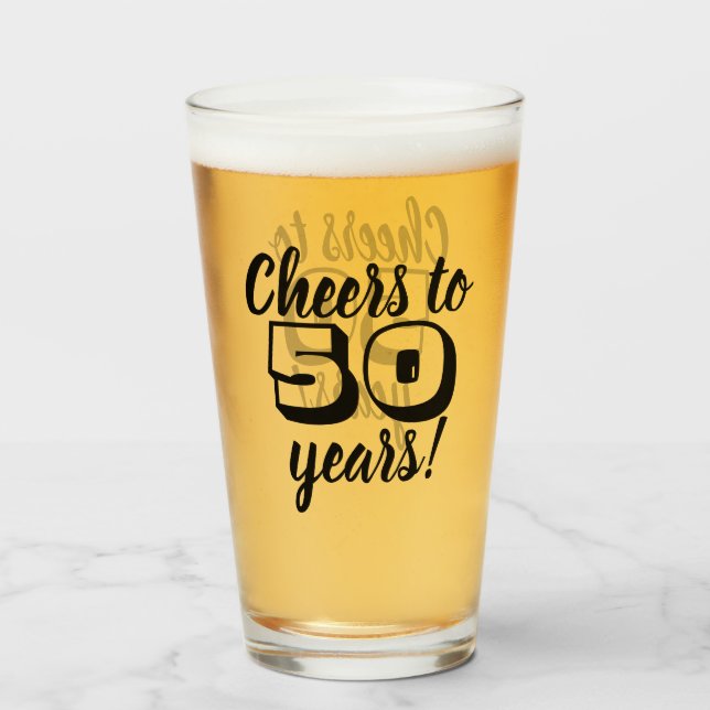 50th Födelsedagjubel till 50 år öl/dricka Glaskopp (Framsida fylld)