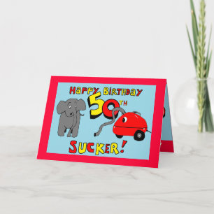 50th födelsedagkort för rolig elefant kort