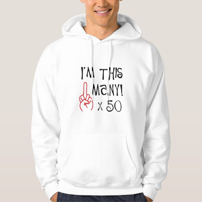 50th födelsedaglångfingerhonnör hoodie (Framsida)
