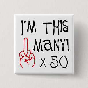 50th födelsedaglångfingerhonnör knapp