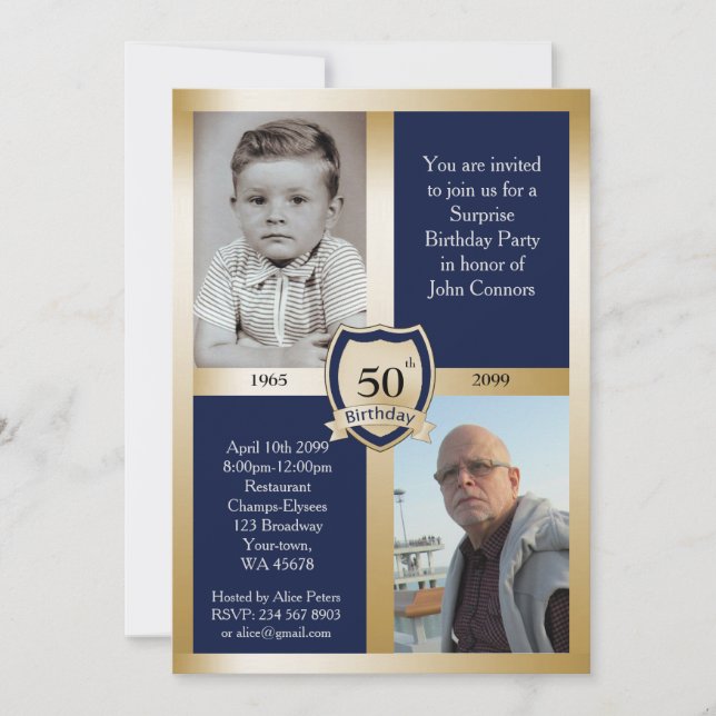 50th födelsedagsfest inbjudan som är lägg till (Framsida)