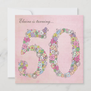 50th Födelsedagsfestvåren blommar beställnings- Inbjudningar