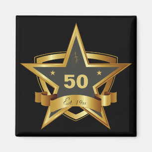 50th födelsedagstjärna för svart och för guld magnet