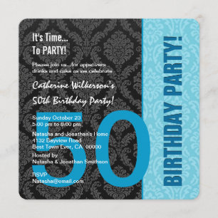 50th För färgmönster för födelsedag modern damast Inbjudningar