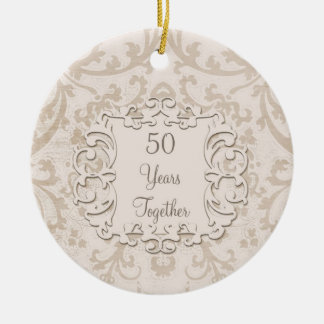 50th Foto för guldbröllopårsdaganpassningsbar Julgransprydnad Keramik