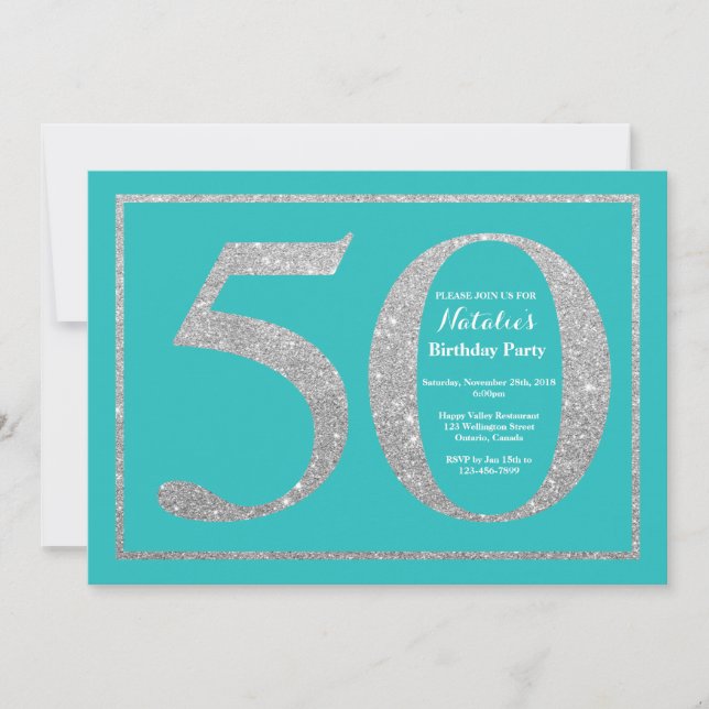 50th Glitter för för födelsedaginbjudankricka och Inbjudningar (Framsida)