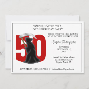 50th Grim Reaper Birthday-inbjudan Inbjudningar