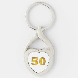 50th Guld- årsdag Keychains Twisted Heart Silverfärgad Nyckelring