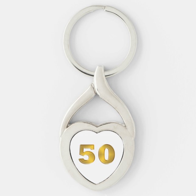50th Guld- årsdag Keychains Twisted Heart Silverfärgad Nyckelring (Framsidan)