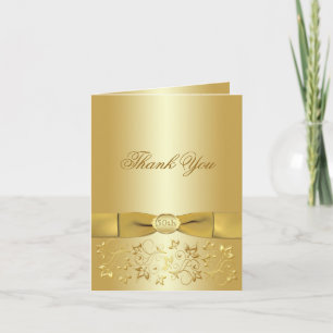50th Guld- blom- tackkort för årsdag